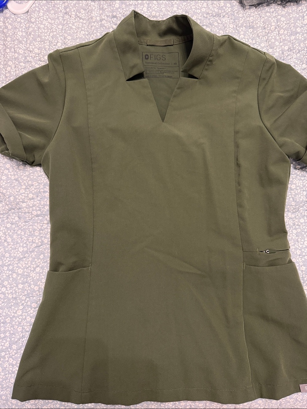FIGS Olive V-Neck Women's Tunic Top